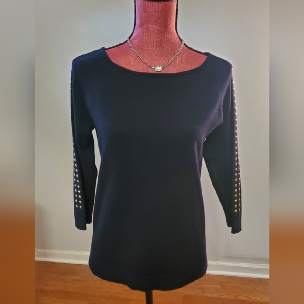 Navy Blue Sweater w/ Gold Studs - Size Medium‎
